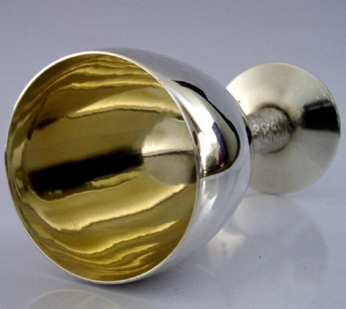 MID CENTURY MODERN STERLING SILVER WINE GOBLET CHALICE CUP 1968 BARWARE 120G - ADDITIONAL PHOTO 2
