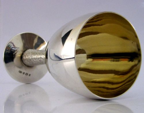 MID CENTURY MODERN STERLING SILVER WINE GOBLET CHALICE CUP 1968 BARWARE 120G - ADDITIONAL PHOTO 4