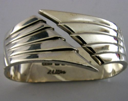 STYLISH 52G R E STONE STERLING SILVER NAPKIN RING 1955 HEAVY MID CENTURY MODERN - ADDITIONAL PHOTO 1