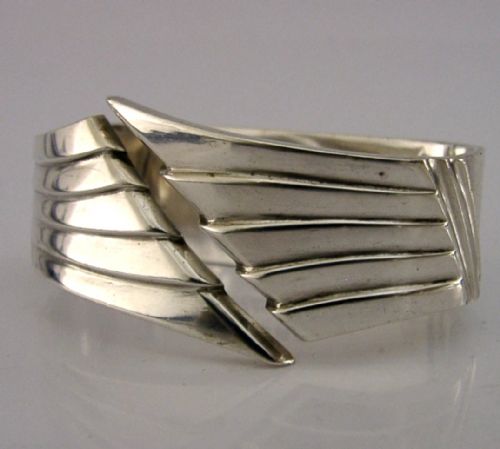 STYLISH 52G R E STONE STERLING SILVER NAPKIN RING 1955 HEAVY MID CENTURY MODERN - ADDITIONAL PHOTO 3