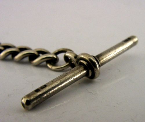 ANTIQUE GRADUATED STERLING SILVER WATCH CHAIN 1904 37G - ADDITIONAL PHOTO 3