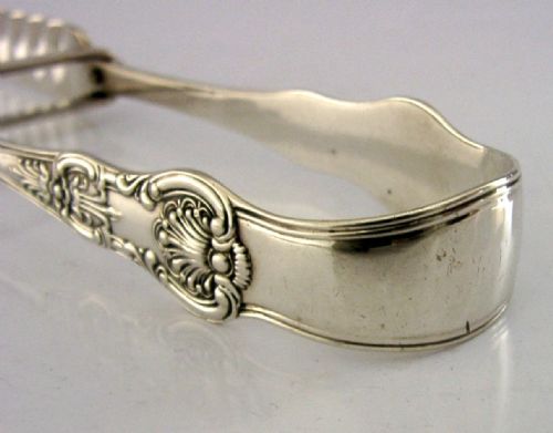 RARE ENGLISH VICTORIAN STERLING SILVER CHOP SERVING TONGS 1846 ANTIQUE 114G - ADDITIONAL PHOTO 3