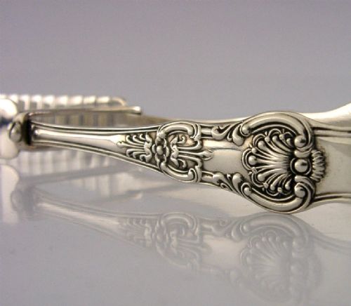 RARE ENGLISH VICTORIAN STERLING SILVER CHOP SERVING TONGS 1846 ANTIQUE 114G - ADDITIONAL PHOTO 4