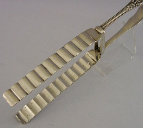 RARE ENGLISH VICTORIAN STERLING SILVER CHOP SERVING TONGS 1846 ANTIQUE 114G - ADDITIONAL PHOTO 5