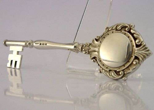 HEAVY 58G SUPERB ENGLISH SOLID STERLING SILVER BLANK PRESENTATION KEY 1964 - ADDITIONAL PHOTO 3