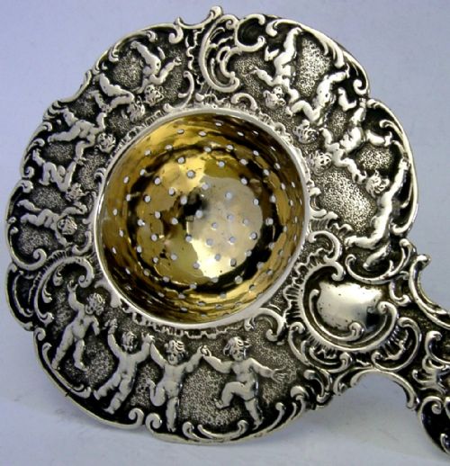BEAUTIFUL HANAU STERLING SILVER TEA STRAINER CHERUBS C191001910 ANTIQUE 58G - ADDITIONAL PHOTO 3