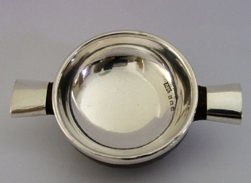 SUPERB STERLING SILVER WOOD WHISKY QUAICH CUP 1911 ANTIQUE - ADDITIONAL PHOTO 4
