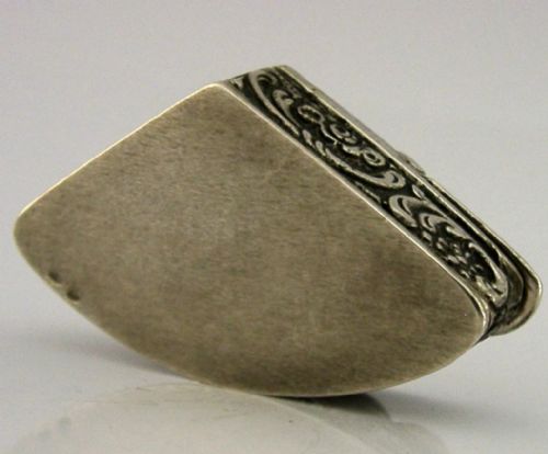 PRETTY BELGIAN 800 SOLID SILVER FAN SHAPED BOX C1900 ANTIQUE - ADDITIONAL PHOTO 8