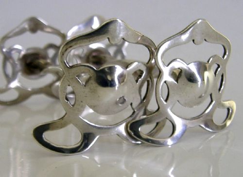PAIR OF ART NOUVEAU STERLING SILVER CUTLERY RESTS 1908 ANTIQUE CYMRIC KNOX - ADDITIONAL PHOTO 2