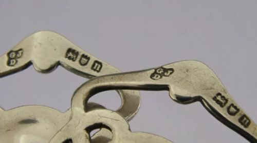 PAIR OF ART NOUVEAU STERLING SILVER CUTLERY RESTS 1908 ANTIQUE CYMRIC KNOX - ADDITIONAL PHOTO 5