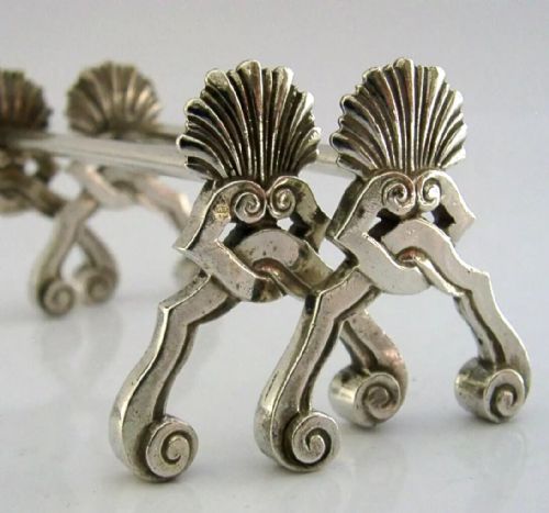 PAIR OF BELGIAN 800 CAST SOLID SILVER CUTLERY RESTS C1920 ANTIQUE ART DECO 70G - ADDITIONAL PHOTO 1