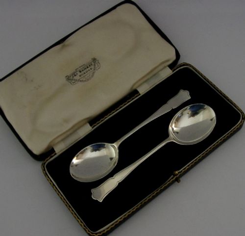 CASED PAIR OF ENGLISH STERLING SILVER DUNDEE MARMALADE SPOONS 1938 - ADDITIONAL PHOTO 4