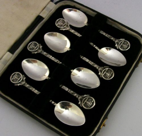 SIX SCOTTISH SOLID STERLING SILVER HIGHLAND CATTLE SPOONS 1955 ARTS CRAFTS - ADDITIONAL PHOTO 2