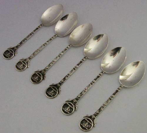 SIX SCOTTISH SOLID STERLING SILVER HIGHLAND CATTLE SPOONS 1955 ARTS CRAFTS - ADDITIONAL PHOTO 4