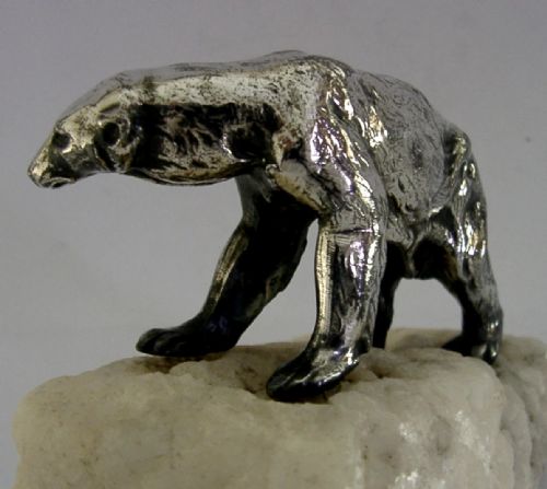 SUPERB SILVER PLATED POLAR BEAR ANIMAL ON CRYSTAL ANTIQUE C1910 ART DECO ANTIQUE - ADDITIONAL PHOTO 7