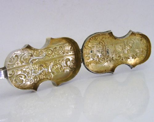 RARE GERMAN SOLID SILVER CELLO POTPOURRI BOX 1890'S ANTIQUE DESK ITEM NOVELTY - ADDITIONAL PHOTO 2
