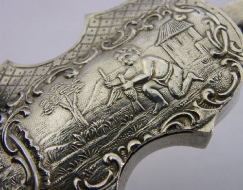 RARE GERMAN SOLID SILVER CELLO POTPOURRI BOX 1890'S ANTIQUE DESK ITEM NOVELTY - ADDITIONAL PHOTO 6