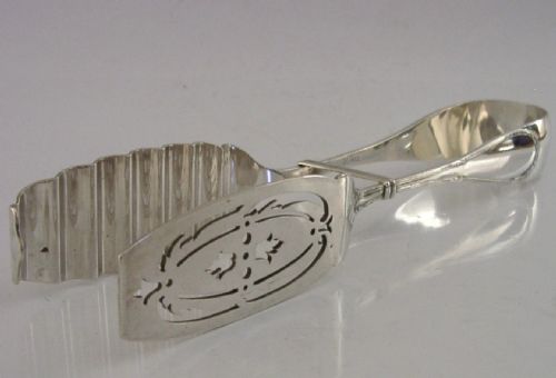 PRETTY 800 SOLID SILVER ASPARAGUS VEGETABLE SERVING TONGS C1920 ANTIQUE - ADDITIONAL PHOTO 3