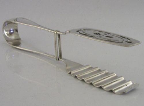 PRETTY 800 SOLID SILVER ASPARAGUS VEGETABLE SERVING TONGS C1920 ANTIQUE - ADDITIONAL PHOTO 6