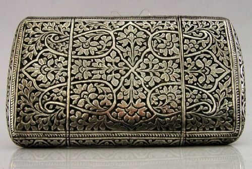 TOP QUALITY INDIAN 115G SOLID SILVER CIGAR CASE BOX C1890 ANTIQUE - ADDITIONAL PHOTO 2