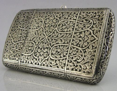 TOP QUALITY INDIAN 115G SOLID SILVER CIGAR CASE BOX C1890 ANTIQUE - ADDITIONAL PHOTO 3