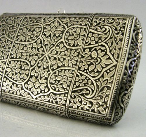 TOP QUALITY INDIAN 115G SOLID SILVER CIGAR CASE BOX C1890 ANTIQUE - ADDITIONAL PHOTO 6