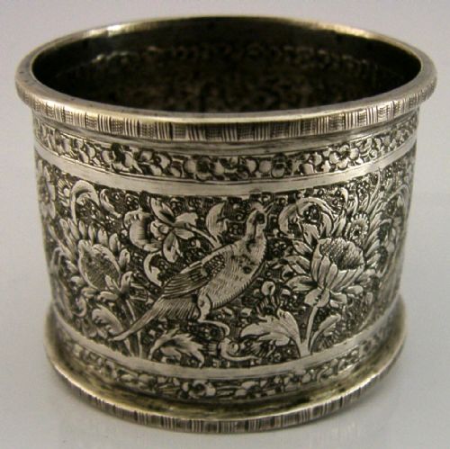 EASTERN ARABIC SOLID SILVER NAPKIN RING C1920 HEAVY 41G BIRDS - ADDITIONAL PHOTO 2