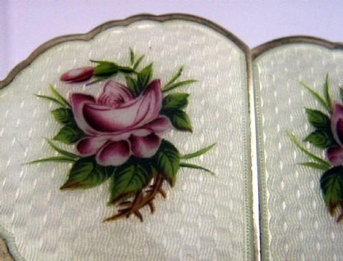 BEAUTIFUL RARE STERLING SILVER ENAMEL NURSES BELT BUCKLE 1911 ENGLISH ROSES - ADDITIONAL PHOTO 1