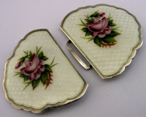 BEAUTIFUL RARE STERLING SILVER ENAMEL NURSES BELT BUCKLE 1911 ENGLISH ROSES - ADDITIONAL PHOTO 7
