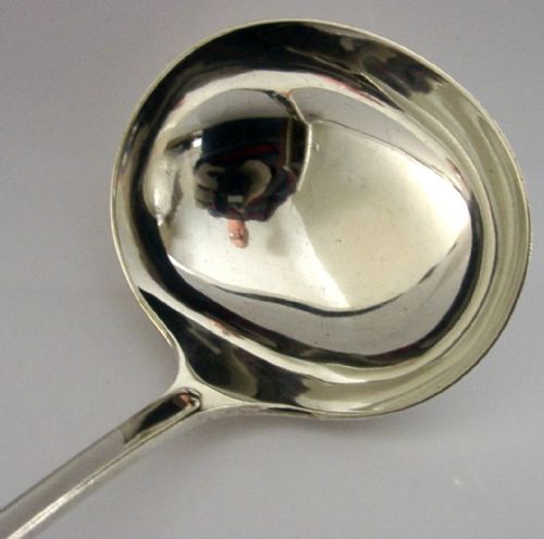 LARGE HEAVY 242G ENGLISH STERLING SILVER SERVING LADLE 125INCH 1922 ANTIQUE - ADDITIONAL PHOTO 1