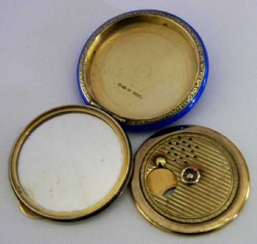 BEAUTIFUL SOLID STERLING SILVER ENAMEL COMPACT BOX 1927 ANTIQUE - ADDITIONAL PHOTO 10