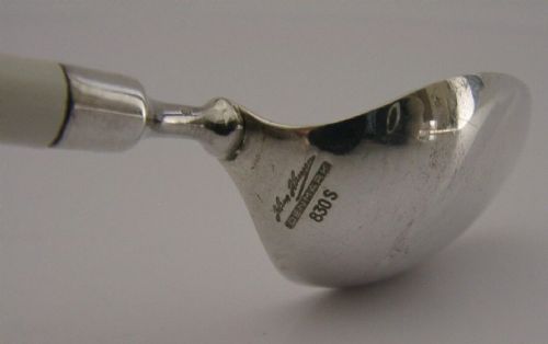 FIVE HANS HANSEN DANISH DESIGNER SOLID SILVER CERAMIC SUNDAE SPOONS C1950 MODERNIST - ADDITIONAL PHOTO 5