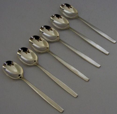 SIX GERALD BENNEY MID CENTURY MODERN STERLING SILVER SPOONS CHELSEA 1966 CASED - ADDITIONAL PHOTO 5