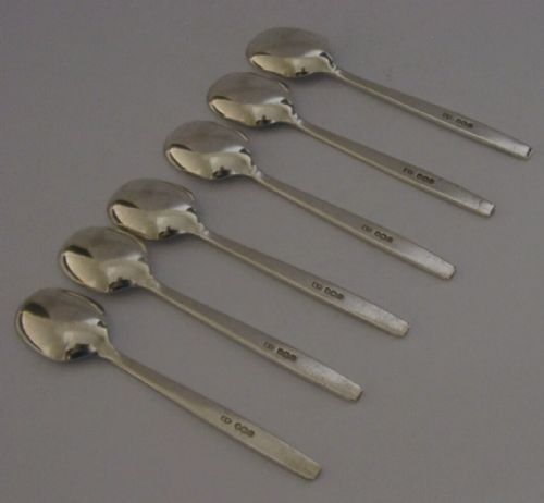 SIX GERALD BENNEY MID CENTURY MODERN STERLING SILVER SPOONS CHELSEA 1966 CASED - ADDITIONAL PHOTO 7