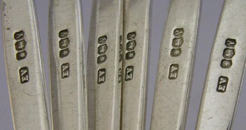 SIX GERALD BENNEY MID CENTURY MODERN STERLING SILVER SPOONS CHELSEA 1966 CASED - ADDITIONAL PHOTO 8