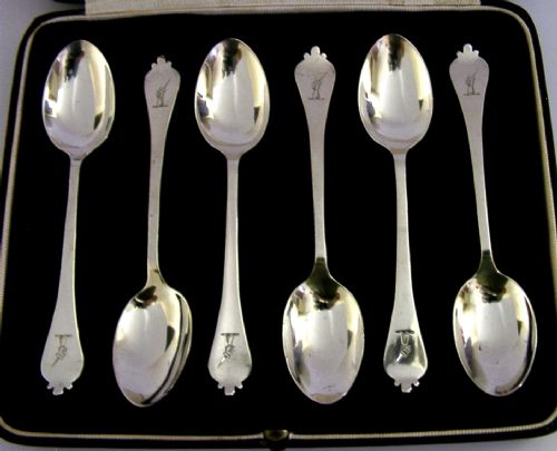 SIX SCOTTISH STERLING SILVER GALLAWAY FAMILY CRESTED SPOONS 1902 CASED - ADDITIONAL PHOTO 3