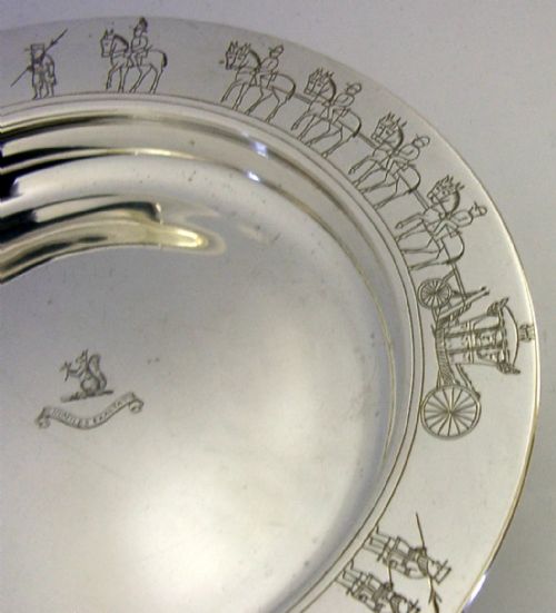 230G ASPREY STERLING SILVER HOLT FAMILY CREST CORONATION DISH BOWL 1936 ANTIQUE - ADDITIONAL PHOTO 1