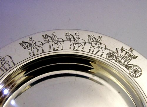 230G ASPREY STERLING SILVER HOLT FAMILY CREST CORONATION DISH BOWL 1936 ANTIQUE - ADDITIONAL PHOTO 3