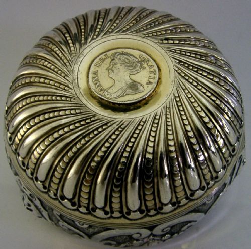 STRANGE DEVIL DECORATED BOWL CUP C1880 STERLING SILVER ANTIQUE QUEEN ANNE COIN - ADDITIONAL PHOTO 6