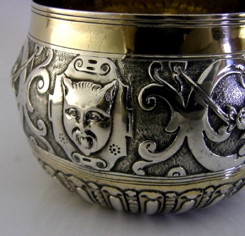 STRANGE DEVIL DECORATED BOWL CUP C1880 STERLING SILVER ANTIQUE QUEEN ANNE COIN - ADDITIONAL PHOTO 7