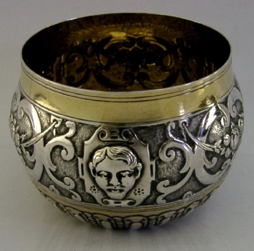 STRANGE DEVIL DECORATED BOWL CUP C1880 STERLING SILVER ANTIQUE QUEEN ANNE COIN - ADDITIONAL PHOTO 9