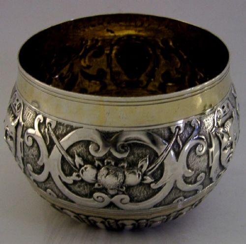 STRANGE DEVIL DECORATED BOWL CUP C1880 STERLING SILVER ANTIQUE QUEEN ANNE COIN - ADDITIONAL PHOTO 10