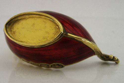 SUPERB NORWEGIAN STERLING SILVER ENAMEL VIKING BOAT SALT CELLAR POT C1940 - ADDITIONAL PHOTO 7