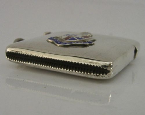 ENGLISH STERLING SILVER ENAMELLED BIRMINGHAM COAT OF ARMS VESTA CASE 1900 - ADDITIONAL PHOTO 4