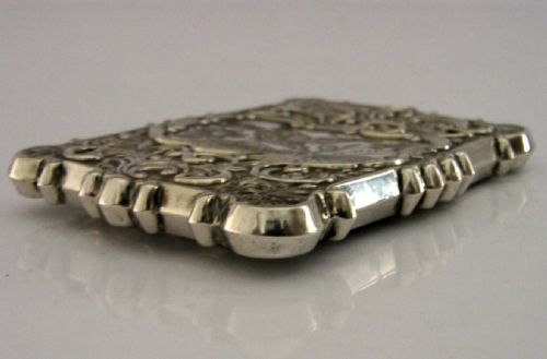 RARE AMERICAN STERLING SILVER TRINITY CHURCH CASTLE TOP CARD CASE C1850 ANTIQUE - ADDITIONAL PHOTO 3