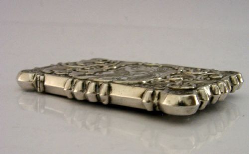 RARE AMERICAN STERLING SILVER TRINITY CHURCH CASTLE TOP CARD CASE C1850 ANTIQUE - ADDITIONAL PHOTO 4