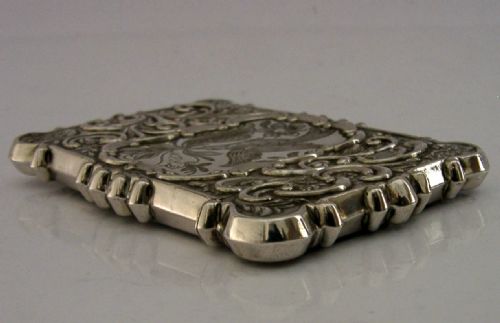 RARE AMERICAN STERLING SILVER TRINITY CHURCH CASTLE TOP CARD CASE C1850 ANTIQUE - ADDITIONAL PHOTO 5