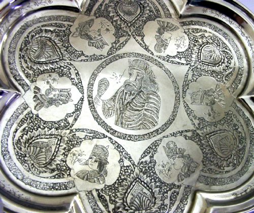 HUGE 752G EASTERN SOLID SILVER TRAY SALVER C1920 ANTIQUE 135 INCH - ADDITIONAL PHOTO 1