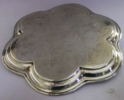 HUGE 752G EASTERN SOLID SILVER TRAY SALVER C1920 ANTIQUE 135 INCH - ADDITIONAL PHOTO 5