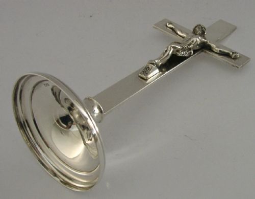 RARE LARGE 262G STERLING SILVER ALTER CROSS CRUCIFIX 1908 ANTIQUE RELIGIOUS - ADDITIONAL PHOTO 6
